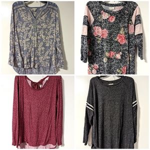 4 Women's Tops Shirts Plus Size 1x XXL bundle lot